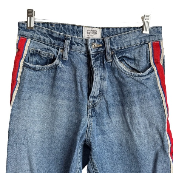 Zara Authentic Denim TRF Straight Cropped Jeans Medium Wash Side Stripe Size 4 - Picture 7 of 16